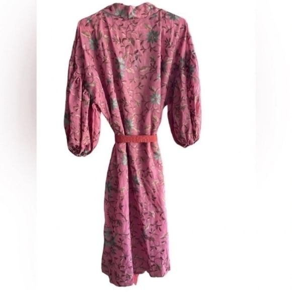 RODNER FIGUEROA Embroidery Floral MIDI Balloon Sleeves Kimono Dress Size M - Picture 4 of 11